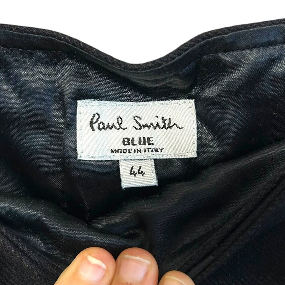 Paul Smith 100% Virgin Wool Pleated Wrap Skirt Women's 44 (Sz M) Blue Striped - Picture 4 of 8